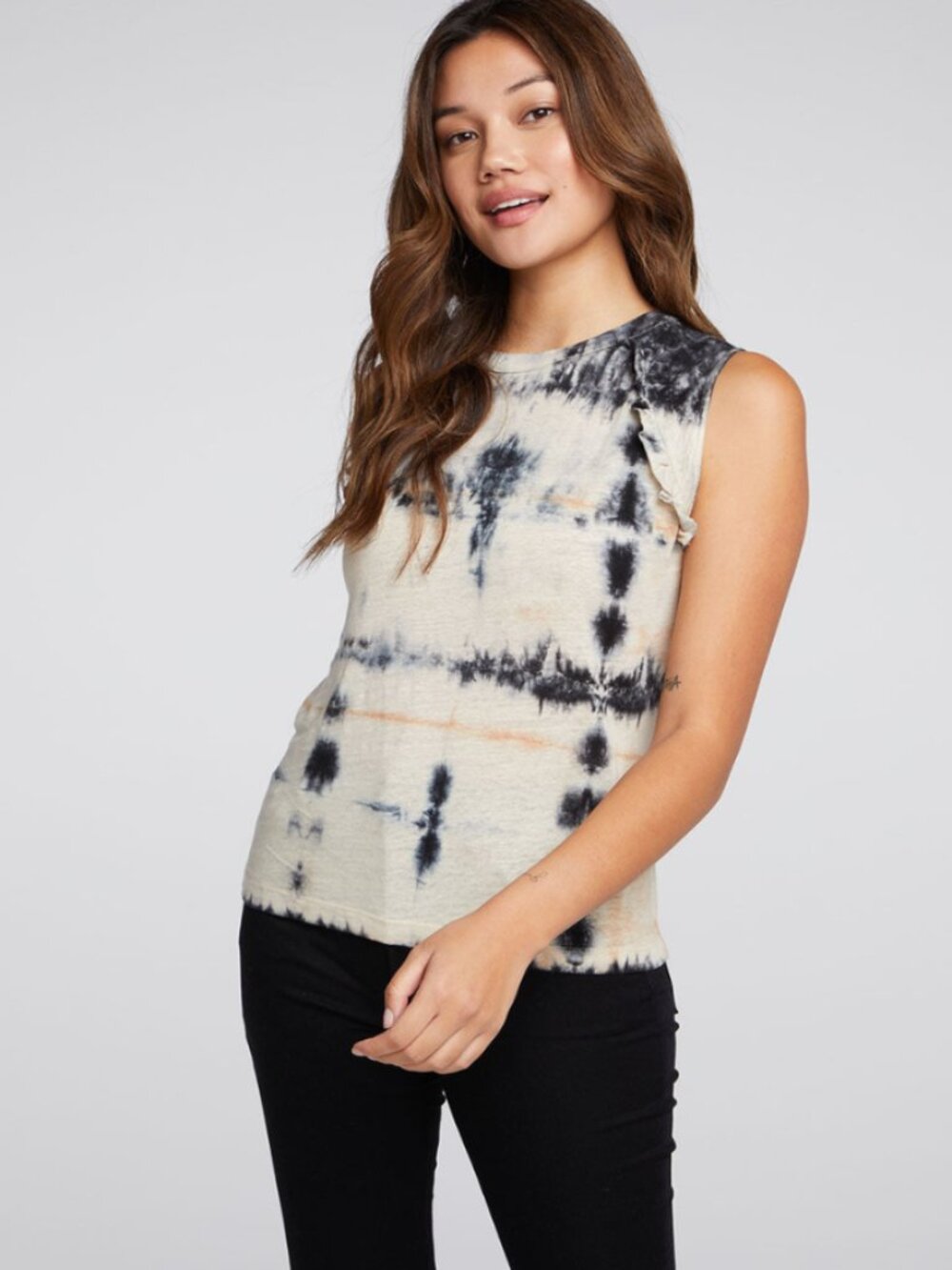 Chaser Linen Jersey Ruffle Raglan Muscle Tank Adult Size XS NWT - Picture 3 of 3